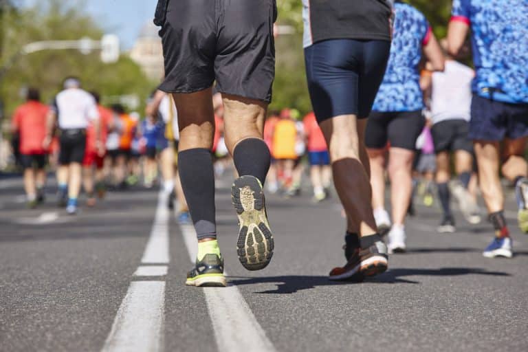 marathon runners on the street. healthy lifestyle. athletes