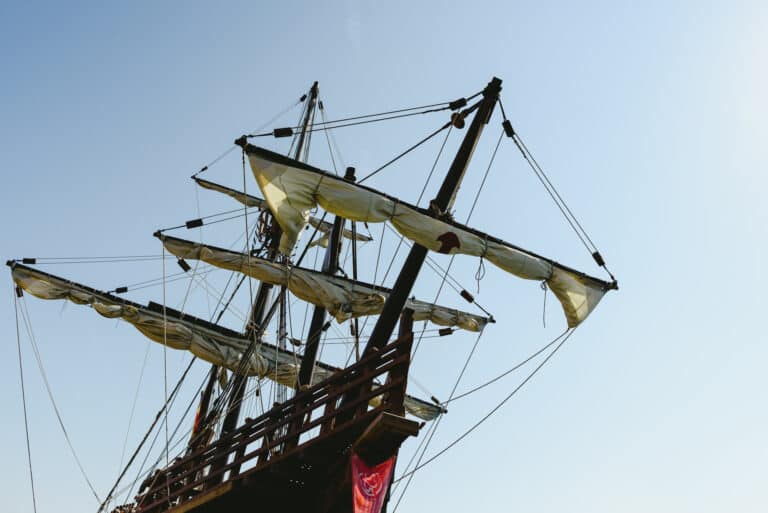 sailboat replica of the santa maria boat, boat that discovered america.